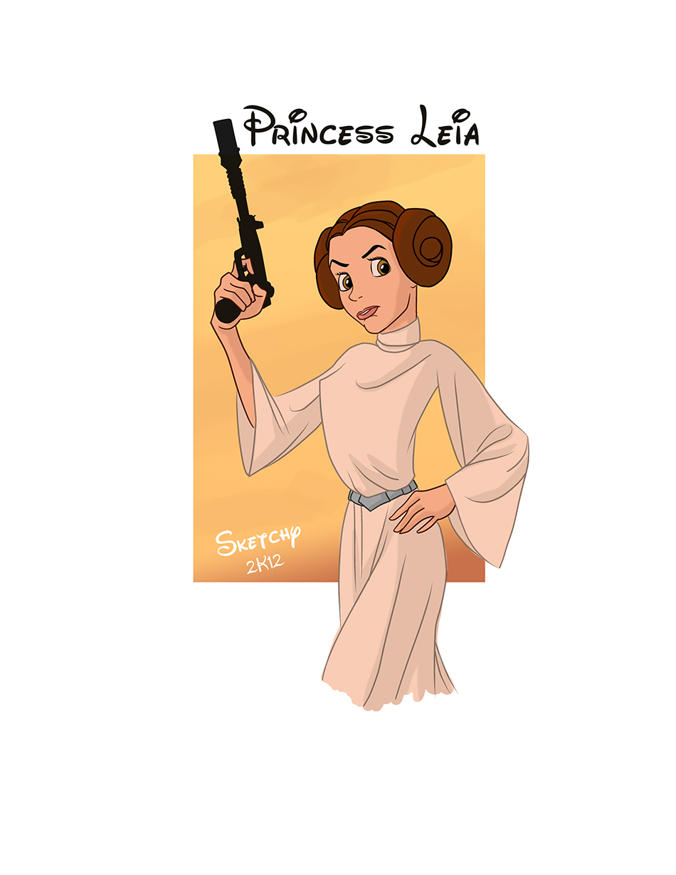 Princesa Leia de Star Wars como uma Princesa Disney