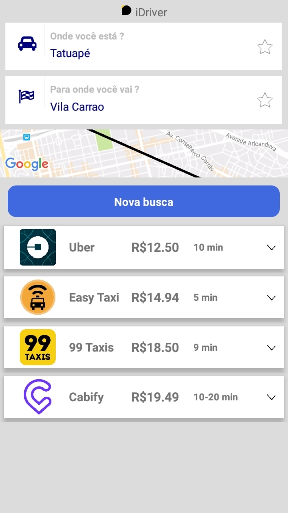 iDRIVER | o Buscapé dos aplicativos de táxi e motoristas particulares